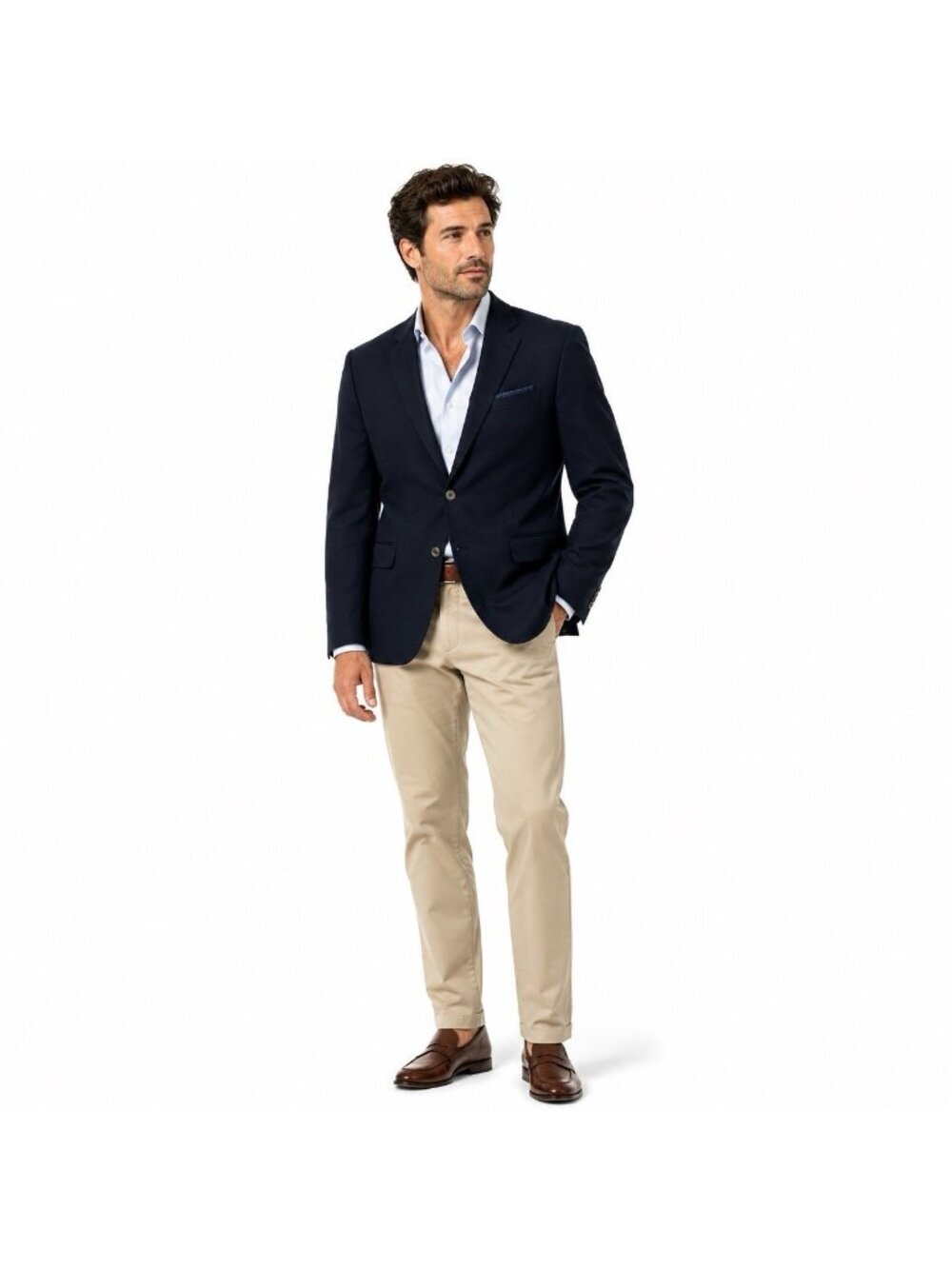 JOSEPH ABBOUD JOE slim fit jacket blazer navy blue 46L super 120s business work
